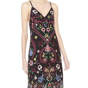Jameson Floral Embroidered Y-Back Midi Dress, Black Multicolor